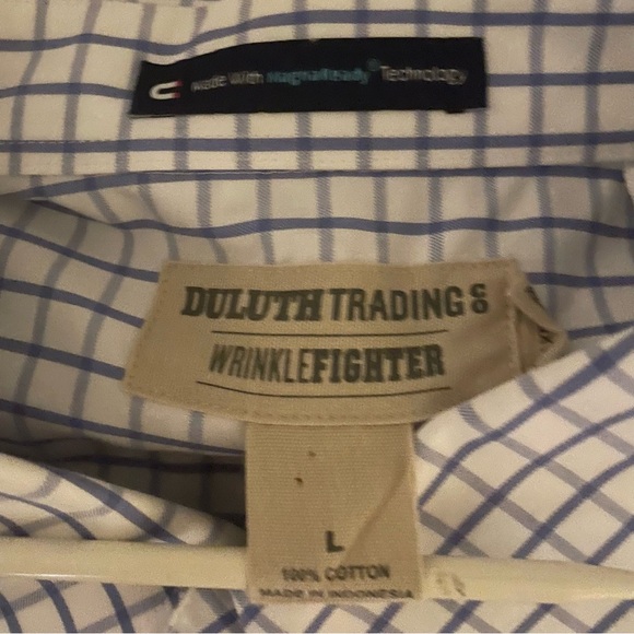 DULUTH WrinkleFighter Magnetic Closure Short Sleeve Plaid Dress Shirt Mens Large - Picture 6 of 8